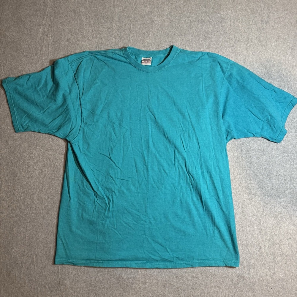 Vintage Pluma T Shirt Men's 2XL Aqua Made In USA Heavyweight Cotton Boxy Vtg 90s